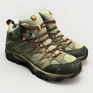 Merrell Moab Mid Bungee Cord Boot Womens 10 Brown Waterproof Vibram Hiking Trail